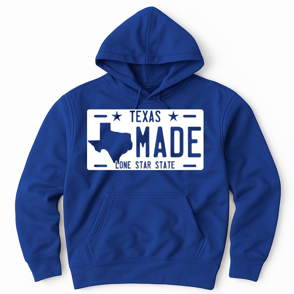 Texas Made Lone Star License Plate Hoodie