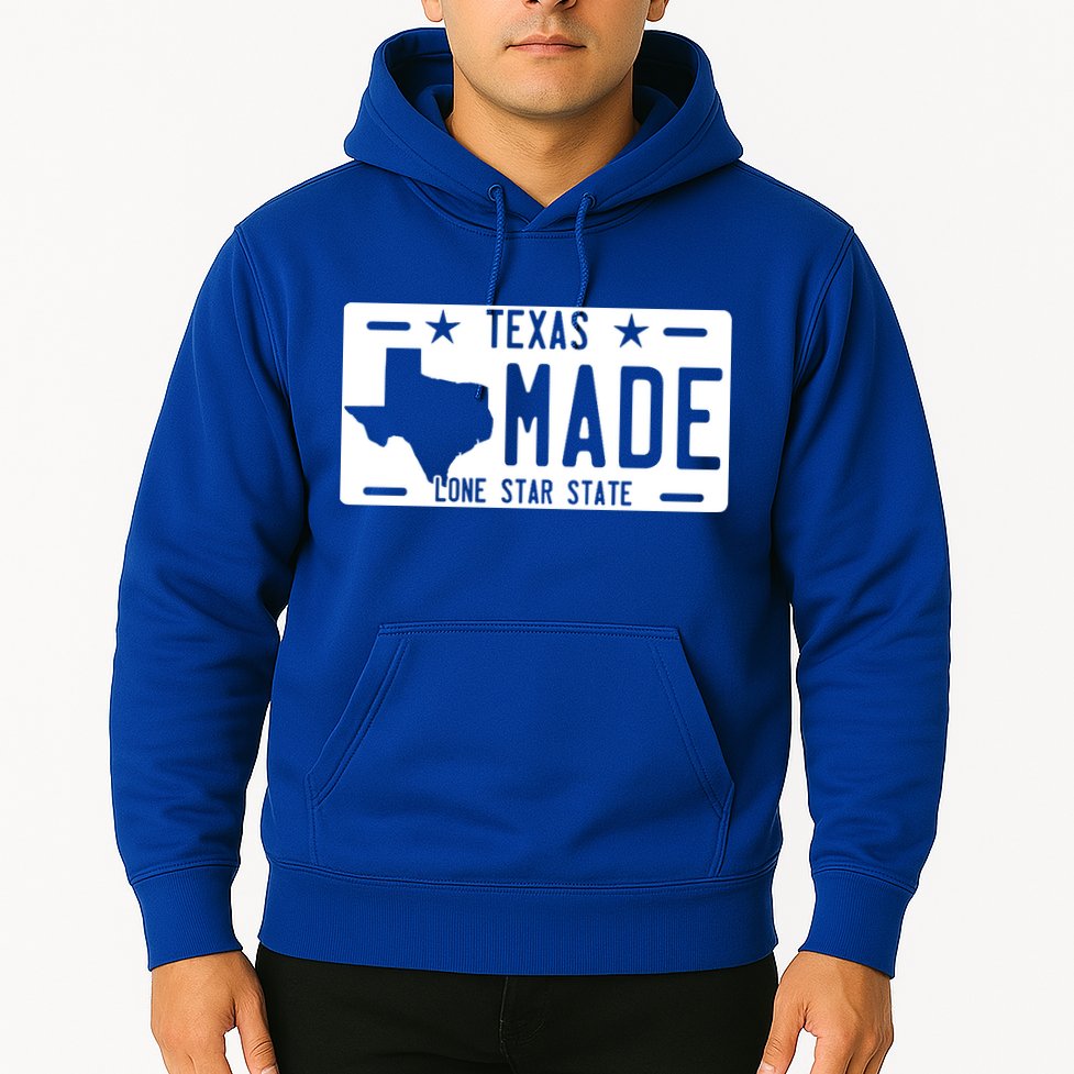 Texas Made Lone Star License Plate Hoodie