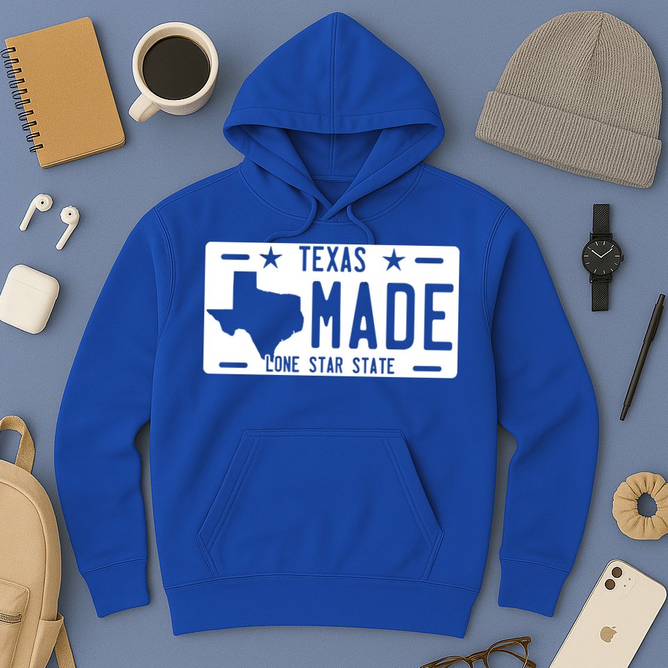 Texas Made Lone Star License Plate Hoodie