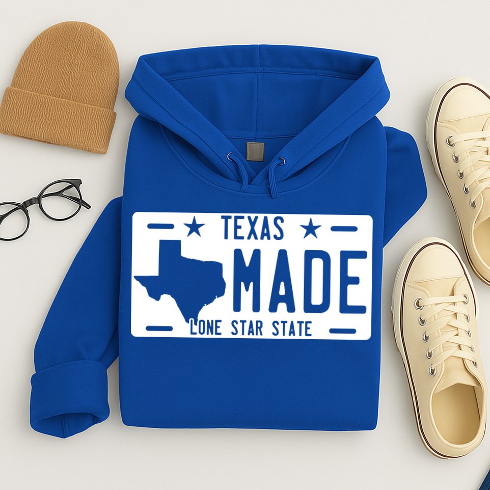 Texas Made Lone Star License Plate Hoodie