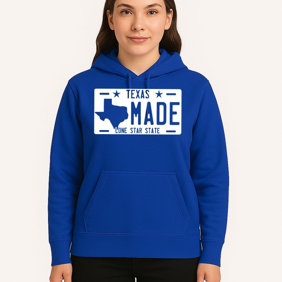 Texas Made Lone Star License Plate Hoodie