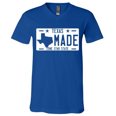 Texas Made Lone Star License Plate V-Neck T-Shirt