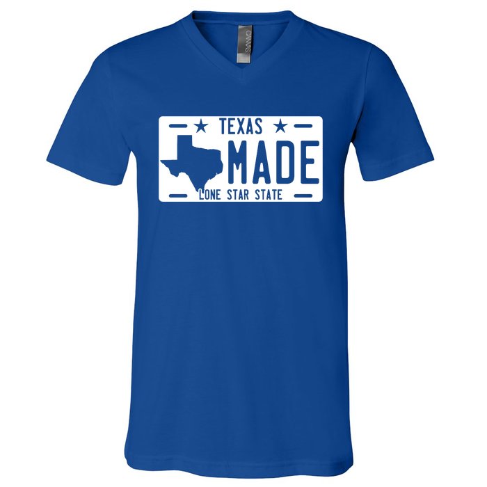 Texas Made Lone Star License Plate V-Neck T-Shirt