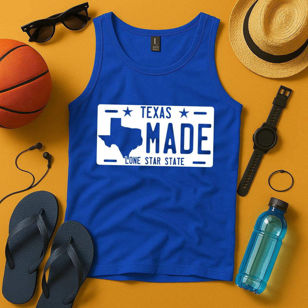 Texas Made Lone Star License Plate Tank Top