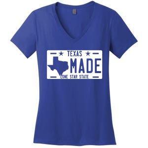 Texas Made Lone Star License Plate Women's V-Neck T-Shirt