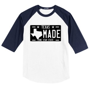 Texas Made Lone Star License Plate Baseball Sleeve Shirt