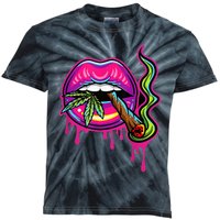 Teeth Marijuana Leaf 420 Lips Sexy Smoker Blunt Weed Kids Tie-Dye T-Shirt