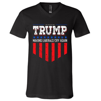 Trump Making Liberals Cry Again Funny Election V-Neck T-Shirt