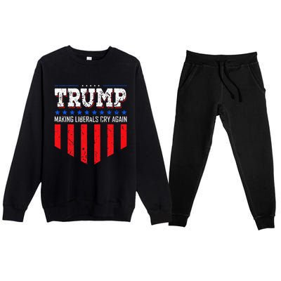 Trump Making Liberals Cry Again Funny Election Premium Crewneck Sweatsuit Set