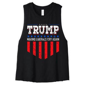 Trump Making Liberals Cry Again Funny Election Women's Racerback Cropped Tank