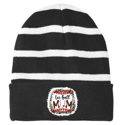 Tee-Ball Mom Leopard Tee-Ball Mom Striped Beanie with Solid Band