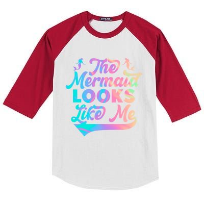 The Mermaid Looks Like Me Funny Gift Men Women Kids Colorblock Raglan Jersey