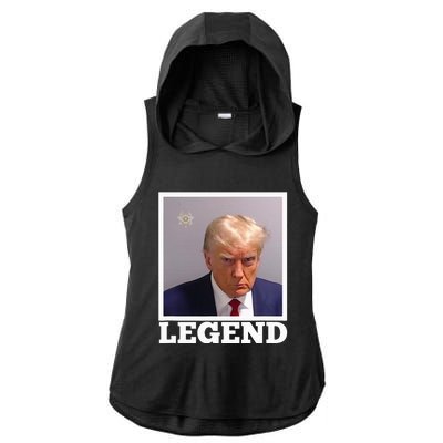 TRUMP MUGSHOT LEGEND President Trump 2024 Fulton Ladies PosiCharge Tri-Blend Wicking Draft Hoodie Tank