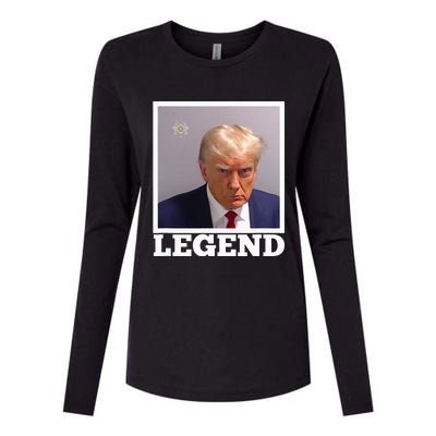 TRUMP MUGSHOT LEGEND President Trump 2024 Fulton Womens Cotton Relaxed Long Sleeve T-Shirt