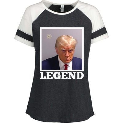 TRUMP MUGSHOT LEGEND President Trump 2024 Fulton Enza Ladies Jersey Colorblock Tee