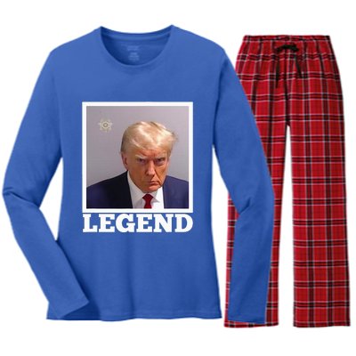 TRUMP MUGSHOT LEGEND President Trump 2024 Fulton Women's Long Sleeve Flannel Pajama Set 