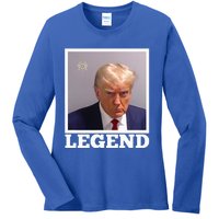 TRUMP MUGSHOT LEGEND President Trump 2024 Fulton Ladies Long Sleeve Shirt