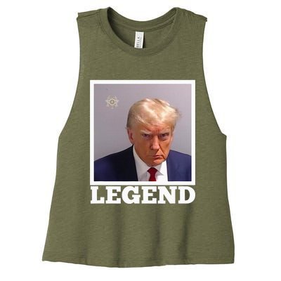 TRUMP MUGSHOT LEGEND President Trump 2024 Fulton Women's Racerback Cropped Tank