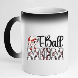 Teeball Mom Leopard Funny Tball Mom Mothers Day 11oz Black Color Changing Mug