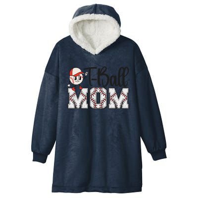 Teeball Mom Leopard Funny Tball Mom Mothers Day Hooded Wearable Blanket