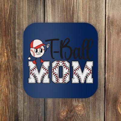 Teeball Mom Leopard Funny Tball Mom Mothers Day Coaster