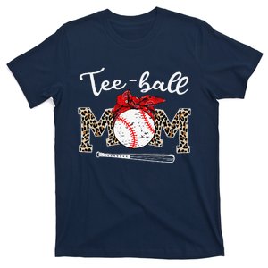 Teeball Mom Leopard Funny Teeball Mom MotherS Day 2024 T-Shirt