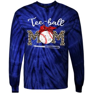 Teeball Mom Leopard Funny Teeball Mom MotherS Day 2024 Tie-Dye Long Sleeve Shirt