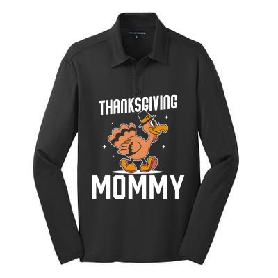 Thanksgiving Mommy Lover Cute Family Turkeys Thanksgiving Gift Silk Touch Performance Long Sleeve Polo