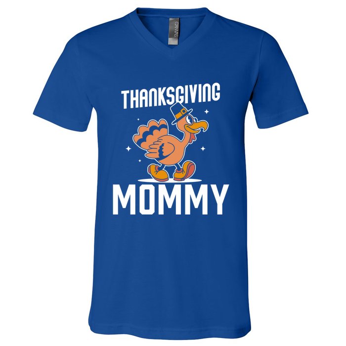 Thanksgiving Mommy Lover Cute Family Turkeys Thanksgiving Gift V-Neck T-Shirt