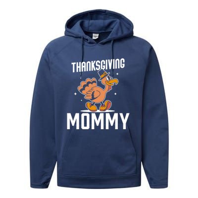 Thanksgiving Mommy Lover Cute Family Turkeys Thanksgiving Gift Performance Fleece Hoodie