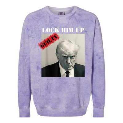 TRUMP MUGSHOT LOCK HIM UP GUILTY JAIL PRISON ANTI TRUMP Colorblast Crewneck Sweatshirt