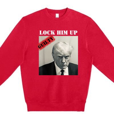 TRUMP MUGSHOT LOCK HIM UP GUILTY JAIL PRISON ANTI TRUMP Premium Crewneck Sweatshirt