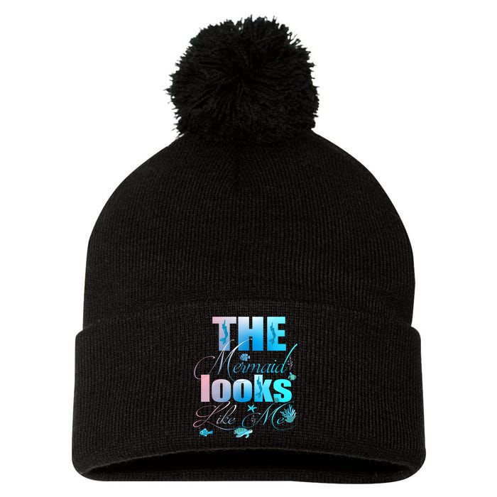 The Mermaid Looks Like Me Funny Quote Men Women Pom Pom 12in Knit Beanie