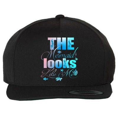 The Mermaid Looks Like Me Funny Quote Men Women Wool Snapback Cap