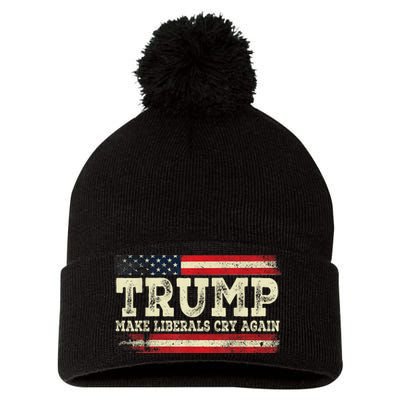 Trump Make Liberals Cry Again Trump 2024 President Trump Pom Pom 12in Knit Beanie