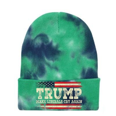 Trump Make Liberals Cry Again Trump 2024 President Trump Tie Dye 12in Knit Beanie