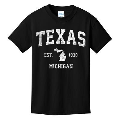 Texas Michigan Mi Vintage Sports Kids T-Shirt