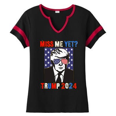 Trump Miss Me Yet Trump 2024 Patriotic 4th Of July Trump Ladies Halftime Notch Neck Tee