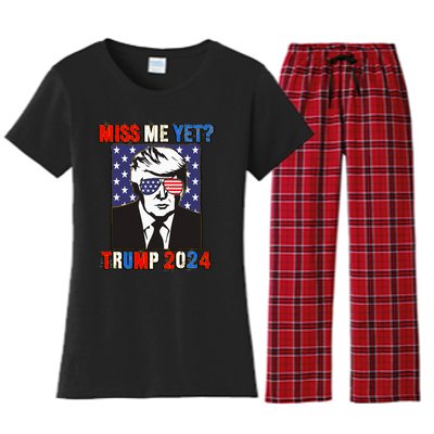 Trump Miss Me Yet Trump 2024 Patriotic 4th Of July Trump Women's Flannel Pajama Set