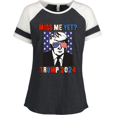 Trump Miss Me Yet Trump 2024 Patriotic 4th Of July Trump Enza Ladies Jersey Colorblock Tee