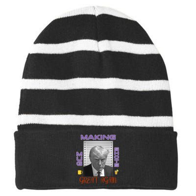 Trump Making Mug Shots Great Again Striped Beanie with Solid Band