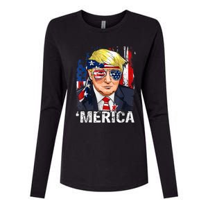 Trump Merica Murica 4th Of July American Flag Womens Cotton Relaxed Long Sleeve T-Shirt