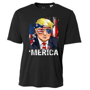 Trump Merica Murica 4th Of July American Flag Cooling Performance Crew T-Shirt