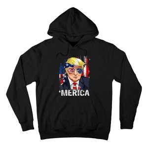 Trump Merica Murica 4th Of July American Flag Hoodie