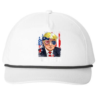 Trump Merica Murica 4th Of July American Flag Snapback Five-Panel Rope Hat