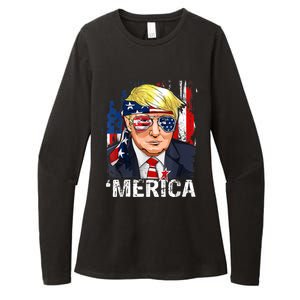 Trump Merica Murica 4th Of July American Flag Womens CVC Long Sleeve Shirt