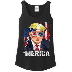 Trump Merica Murica 4th Of July American Flag Ladies Essential Tank