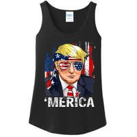 Trump Merica Murica 4th Of July American Flag Ladies Essential Tank