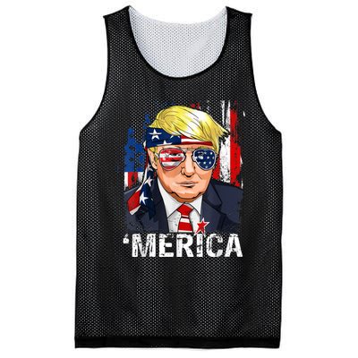 Trump Merica Murica 4th Of July American Flag Mesh Reversible Basketball Jersey Tank