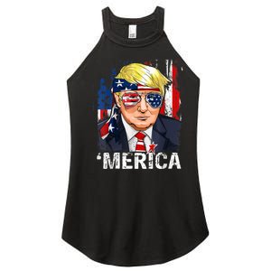 Trump Merica Murica 4th Of July American Flag Women's Perfect Tri Rocker Tank